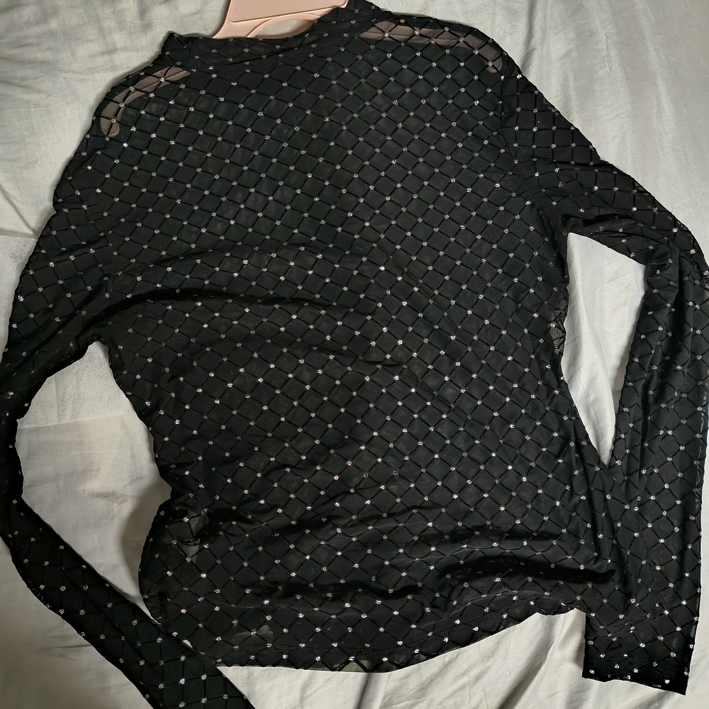Elegant Black Mesh Women's Top